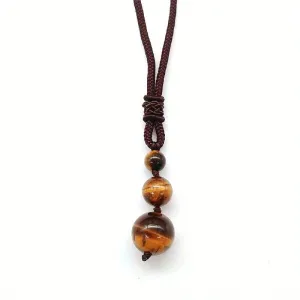 Adjustable Tiger Eye Stone Pendant Necklace for Men