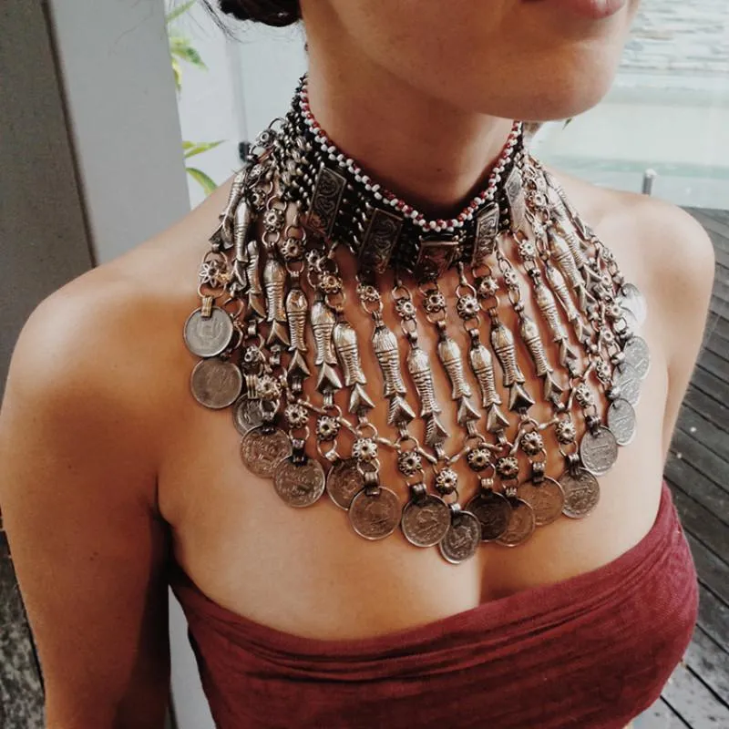 Afghan Kuchi tribal fish choker - (misfit)