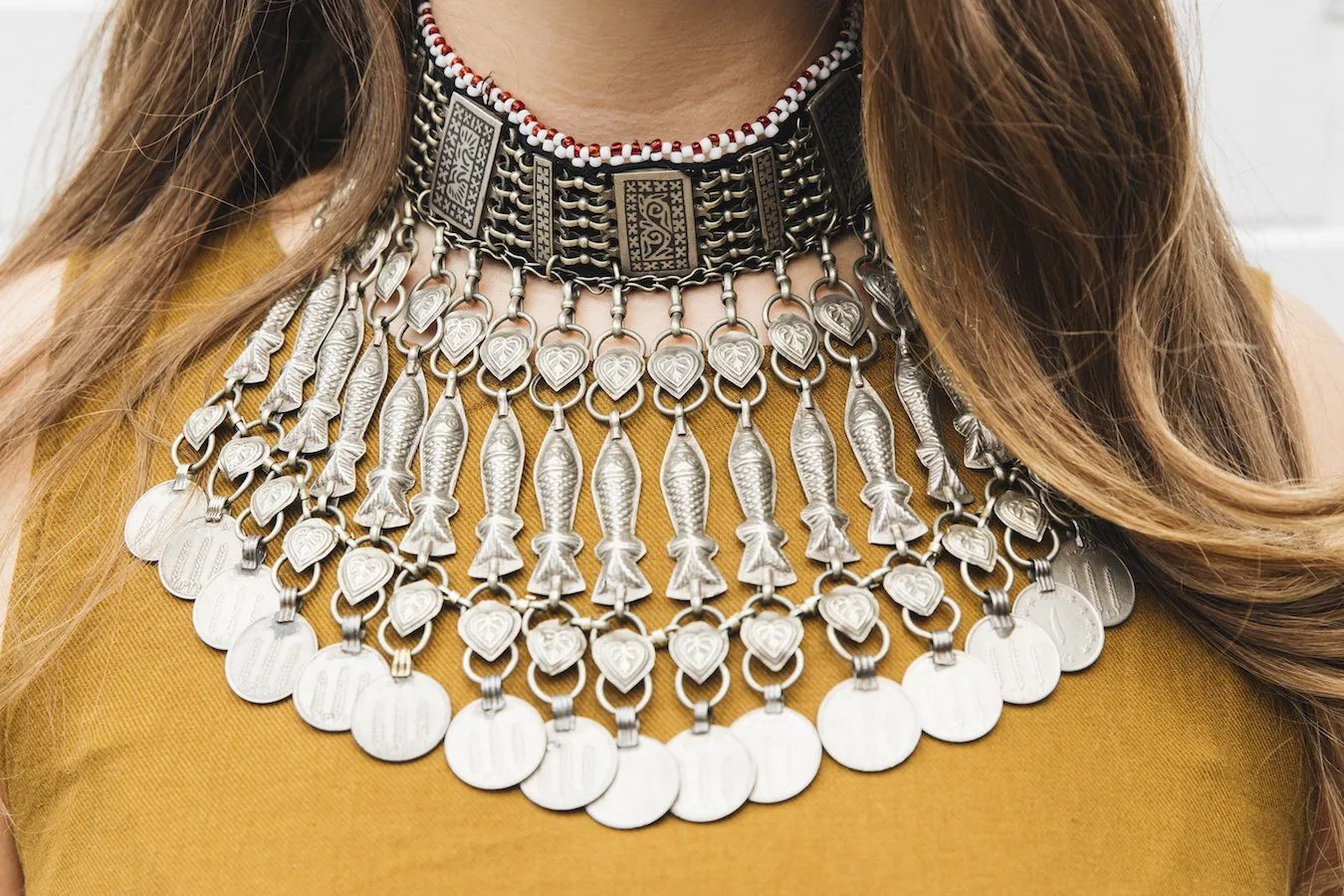 Afghan Kuchi tribal fish choker - (misfit)