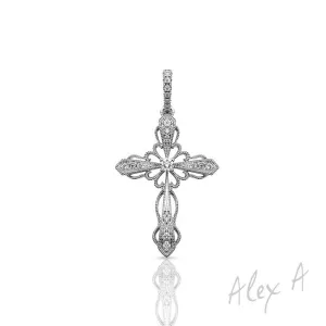 Alex A. Diamond Filigree Cross Pendant