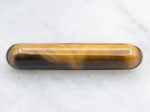 Antique Gold Tiger’s Eye Bar-Pin Brooch