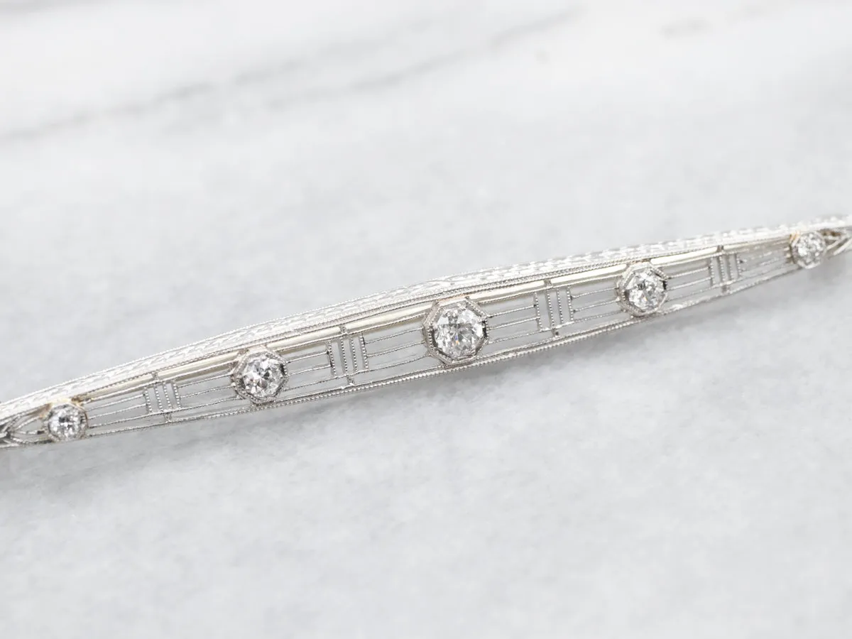 Antique Old Mine Cut Diamond Bar Pin