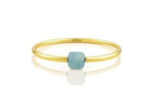 Aqua Quartz Gold Tube Bracelet