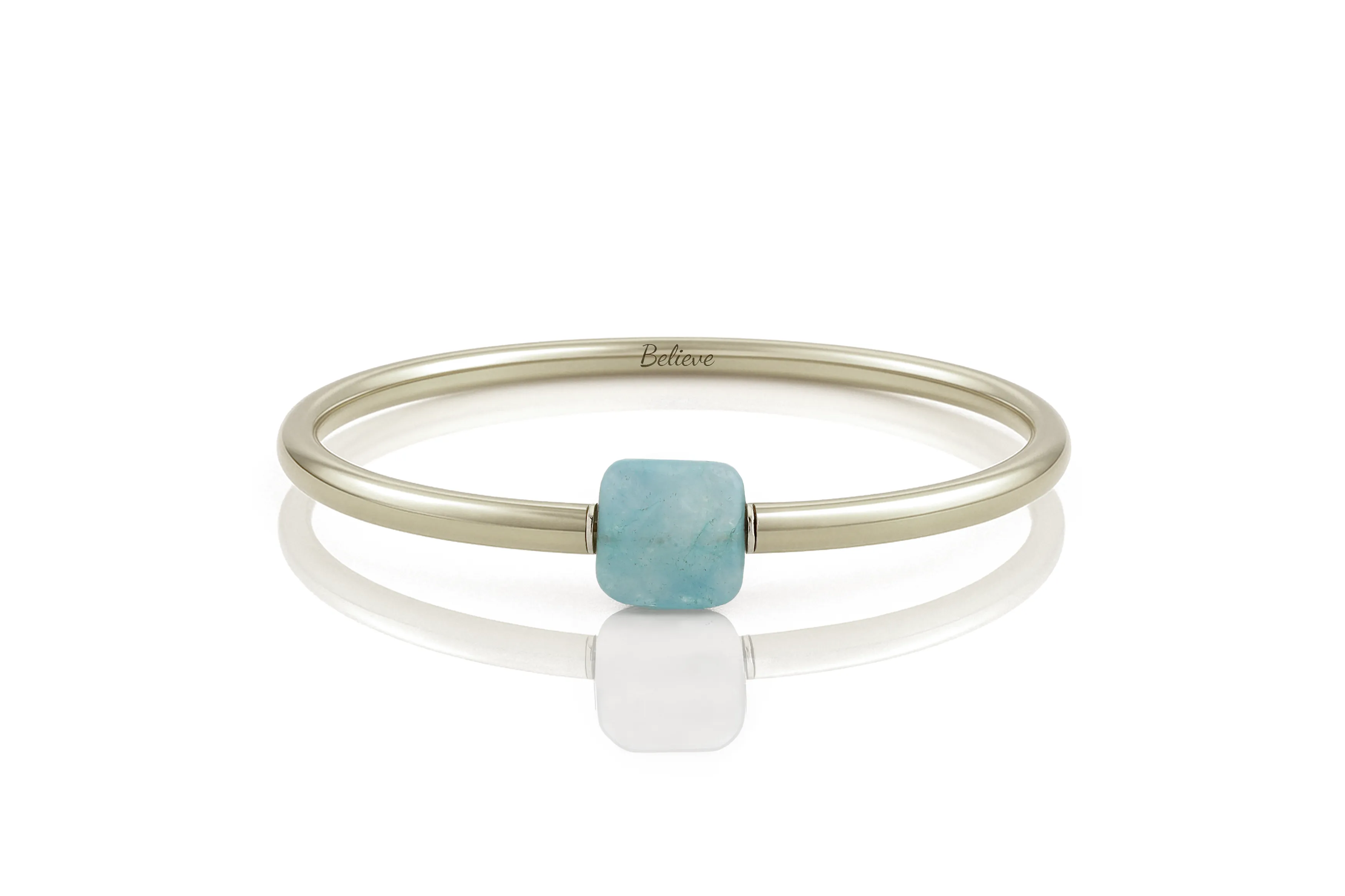 Aqua Quartz Gold Tube Bracelet