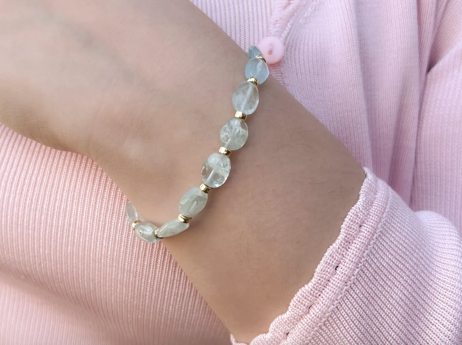 Aquamarine Bracelet with Gold Filled Accents