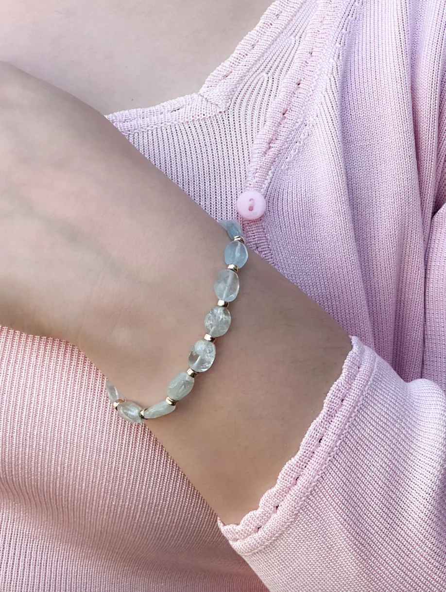 Aquamarine Bracelet with Gold Filled Accents