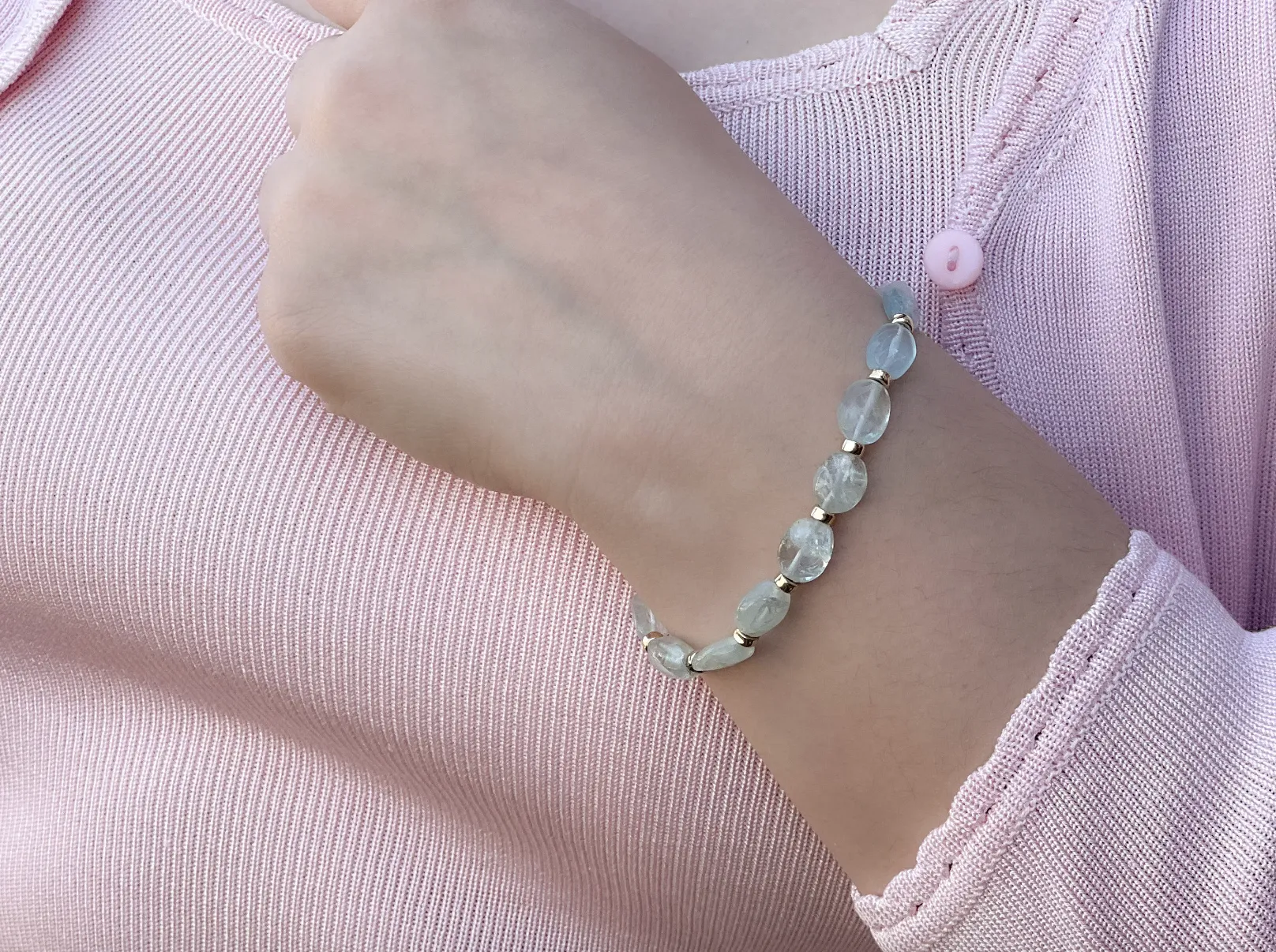 Aquamarine Bracelet with Gold Filled Accents