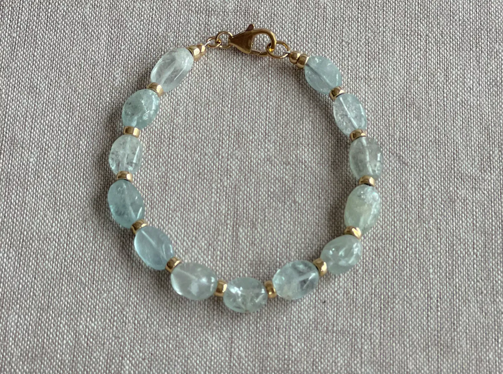 Aquamarine Bracelet with Gold Filled Accents