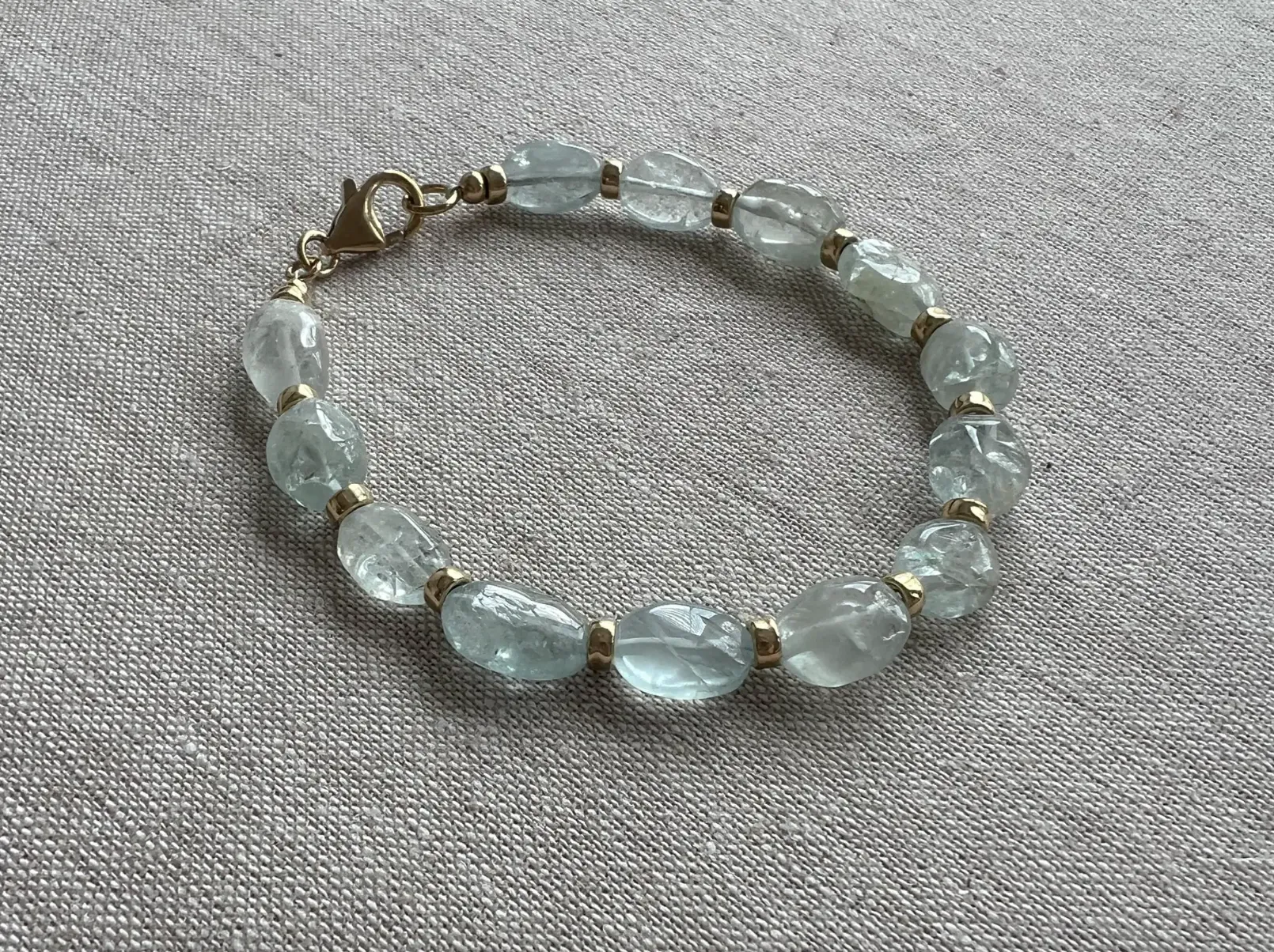 Aquamarine Bracelet with Gold Filled Accents