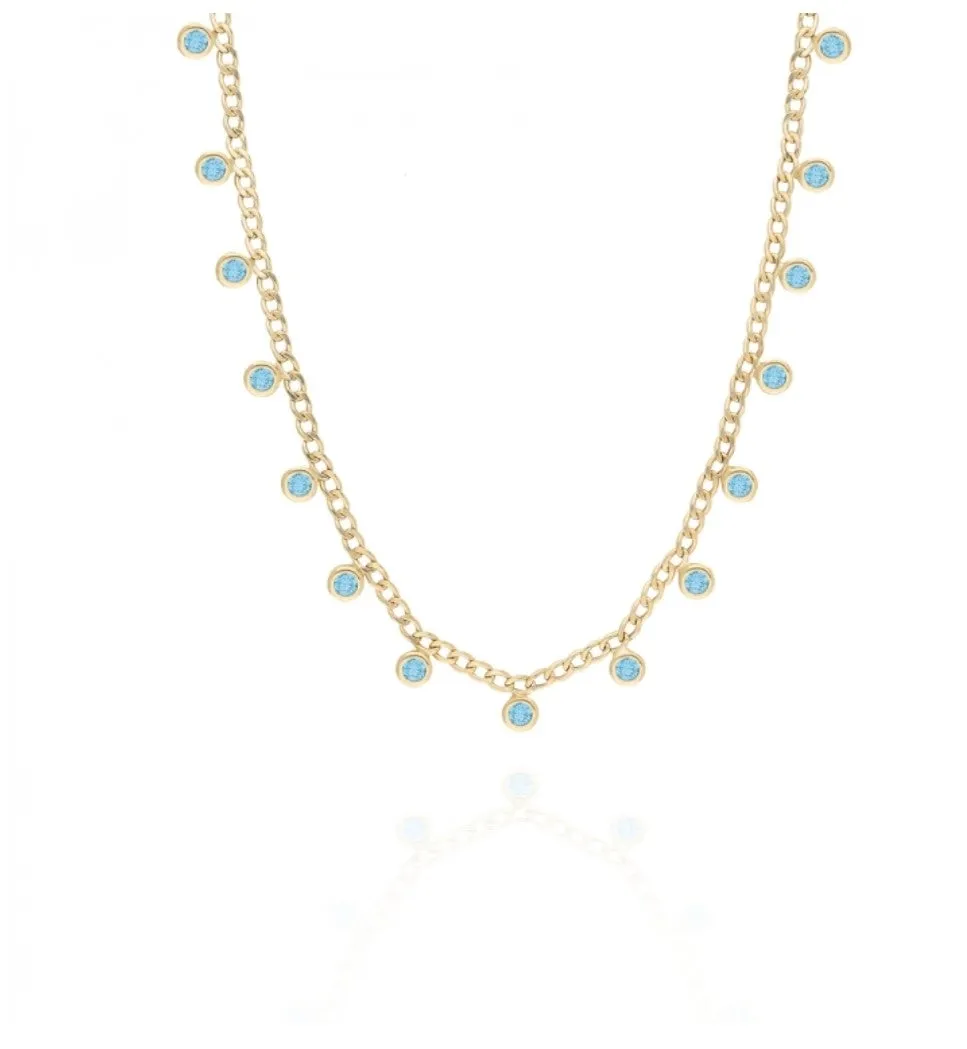 Aquamarine Dangle Choker Necklace