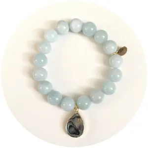 Aquamarine with Abalone Teardrop Pendant