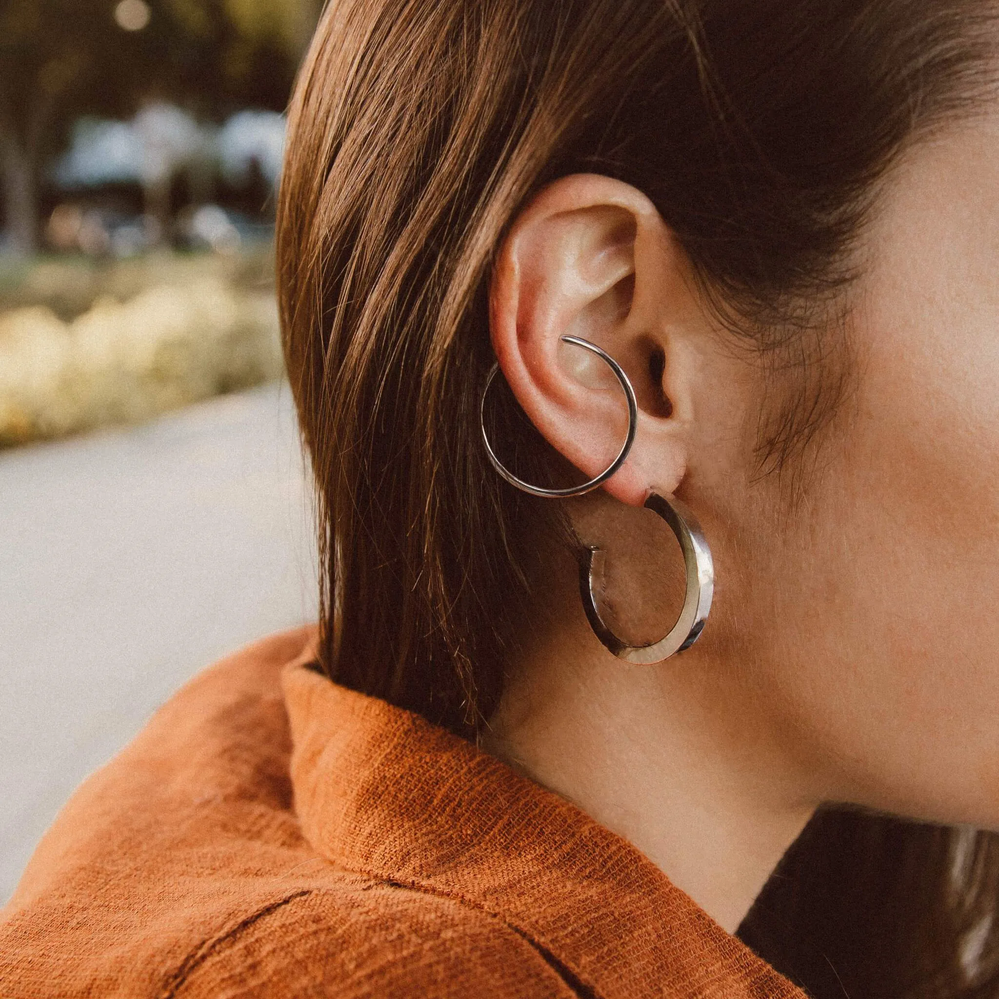 Architect Hoops in Sterling Silver