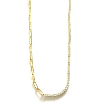 Ashlee 1/2 Paperclip 1/2 Tennis Choker