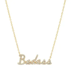 BADASS CURSIVE DIAMOND NECKLACE, GOLD