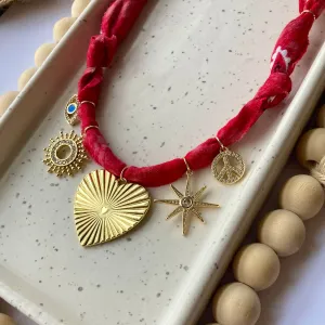 BANDANA CHARM NECKLACE | 5 CHARMS | GOLD FILLED