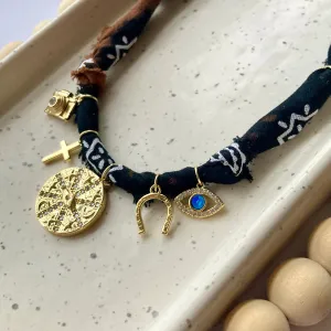 BANDANA CHARM NECKLACE | 5 CHARMS | GOLD FILLED