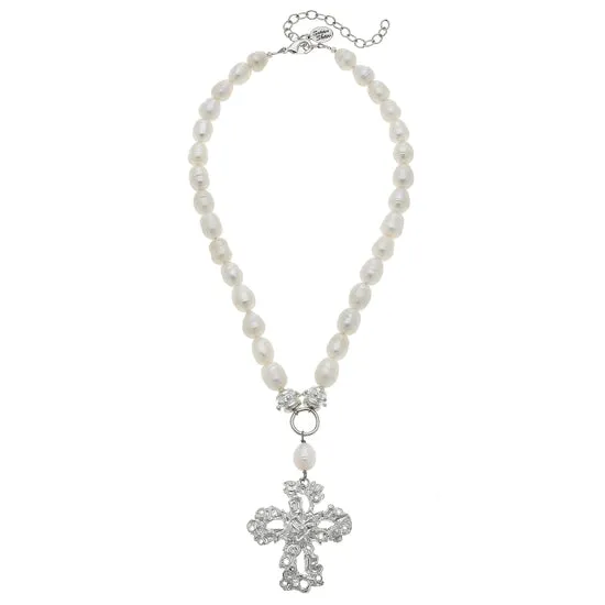 Barcelona Cross Necklace, silver