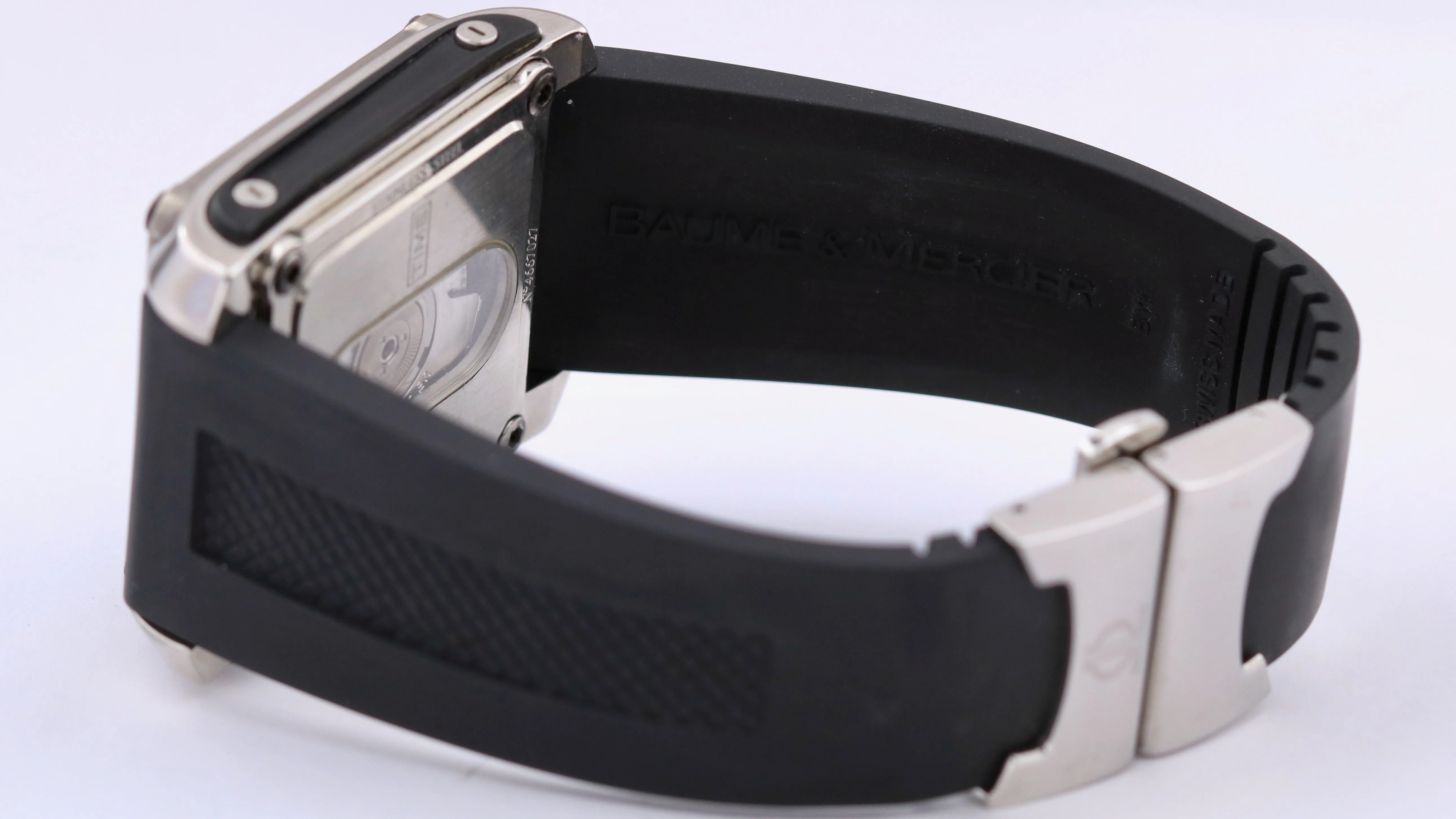 Baume & Mercier Hampton Square Dual Time Black Steel 37mm Automatic 65590 BOX