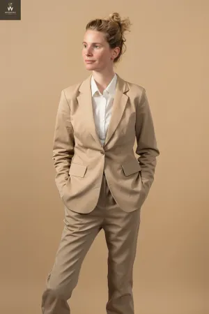 Beige Two-Piece Suit for Women - Elegant Wedding Suit Set, Dressy Pant Suit & Formal Wear