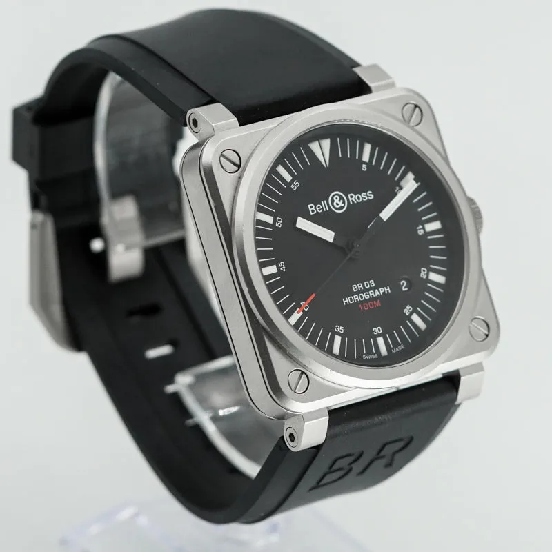 Bell & Ross BR-03 Horograph Stainless Steel 42mm Box BR0392-HOR-BLC/SRB