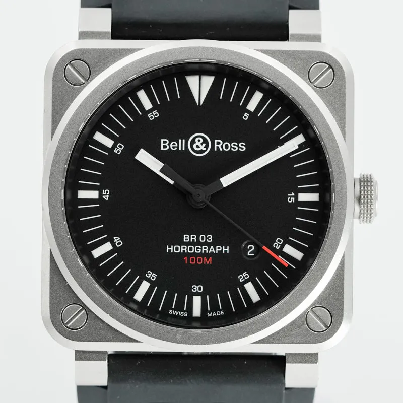 Bell & Ross BR-03 Horograph Stainless Steel 42mm Box BR0392-HOR-BLC/SRB