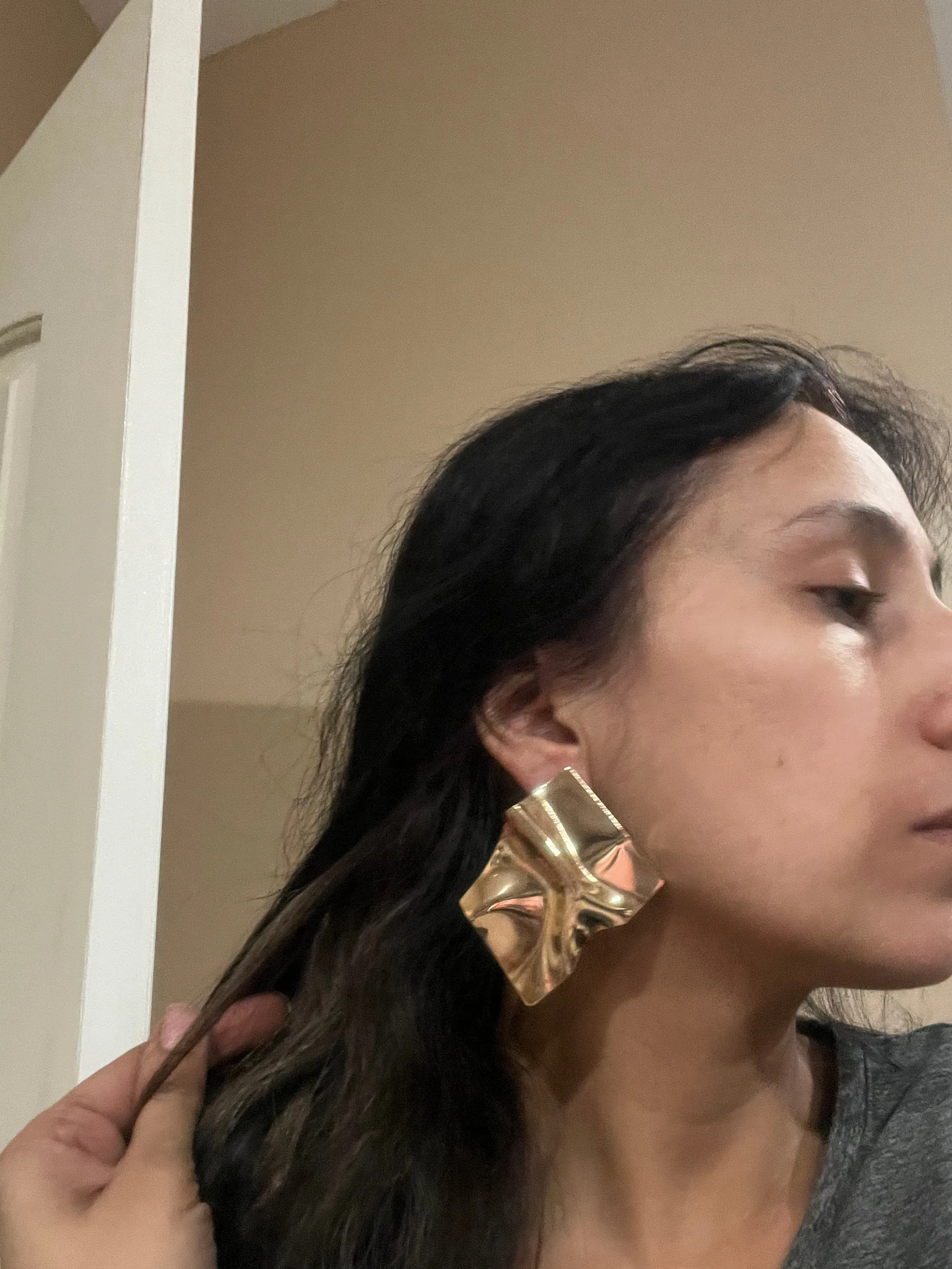 Big gold statement earrings ,abstract  gold studs large , huge gold stud earring , abstract gold earrings , chunky gold studs bold