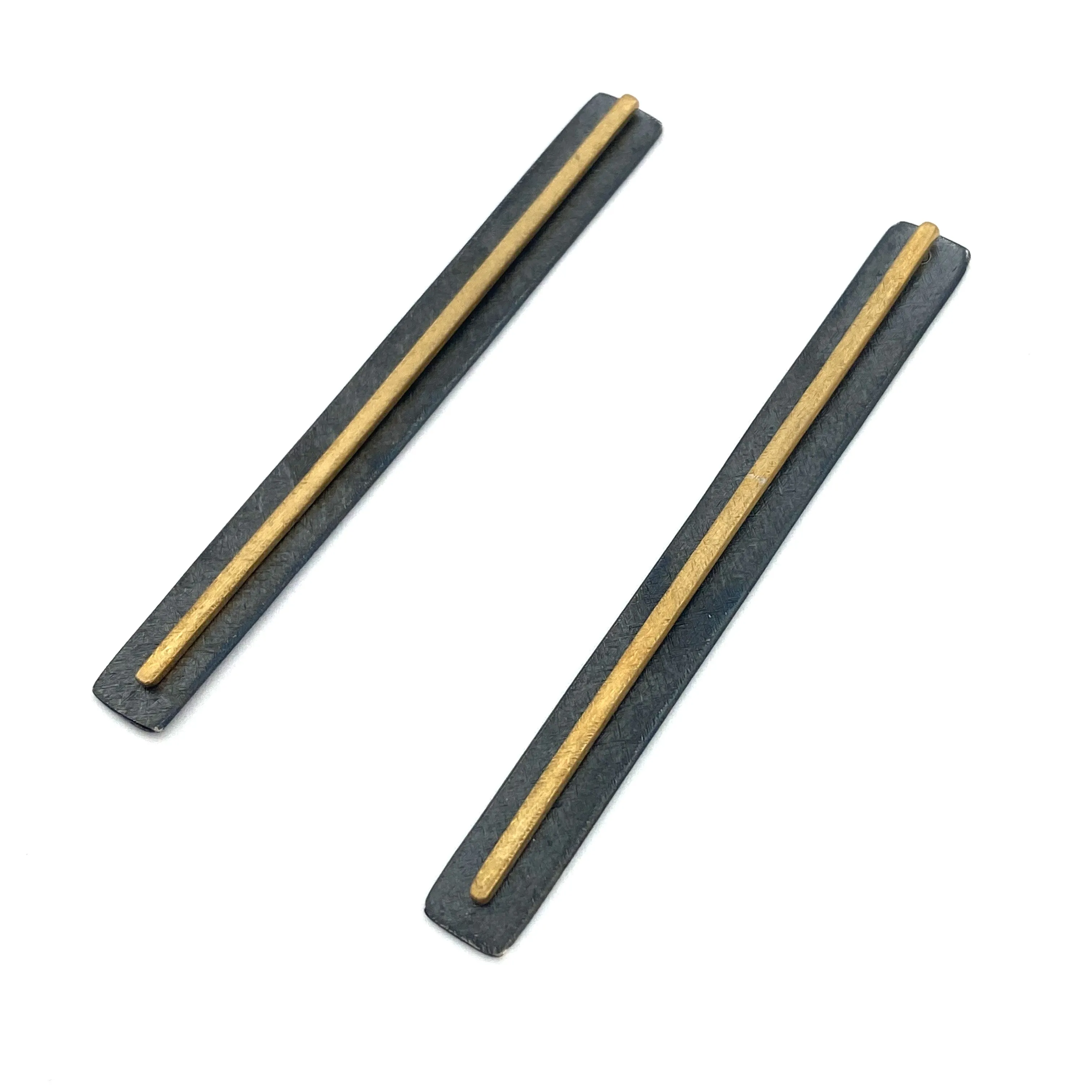 Black and Gold Column Earrings