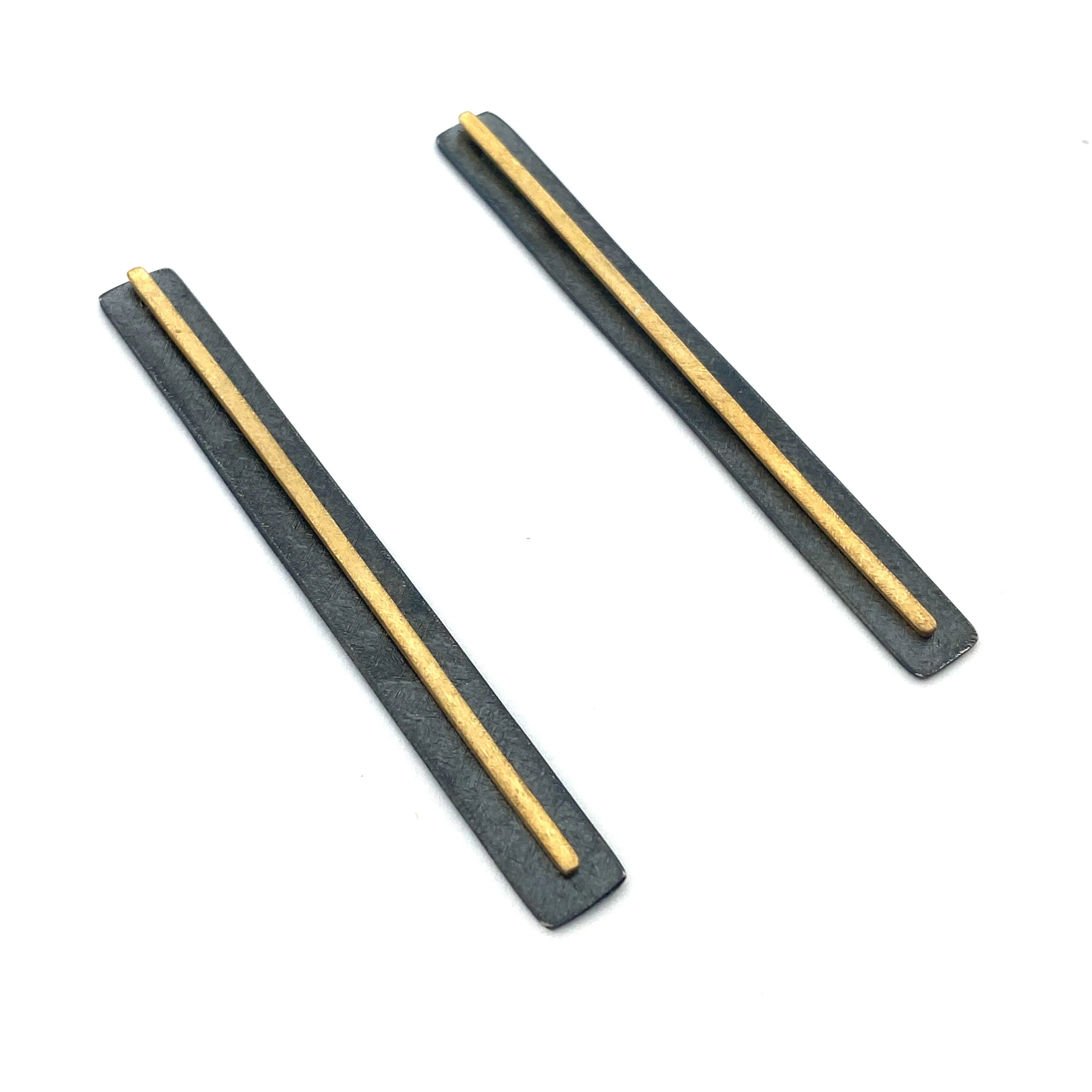 Black and Gold Column Earrings