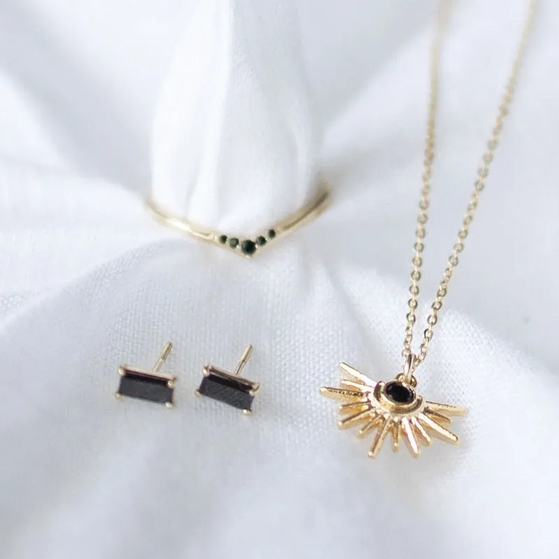 Black CZ Starburst Necklace
