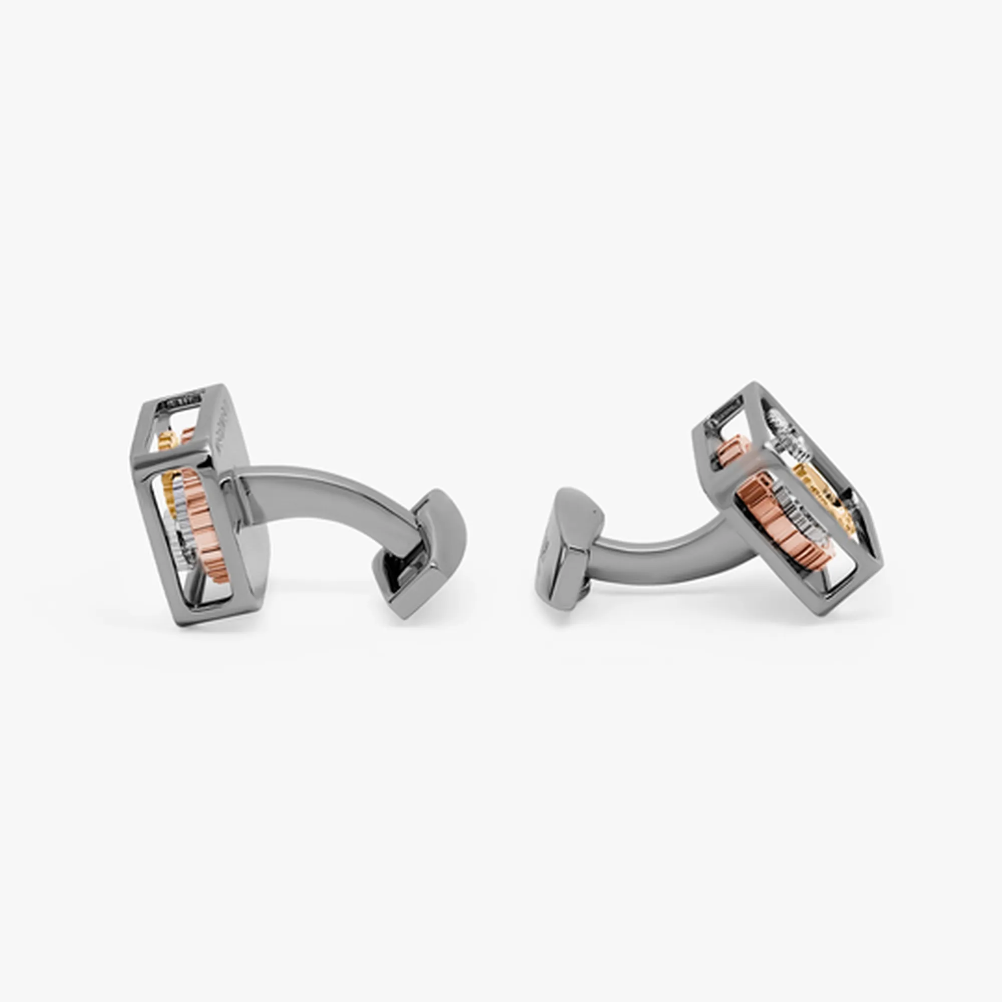 Black Gunmetal Plated Square Gear Cufflinks