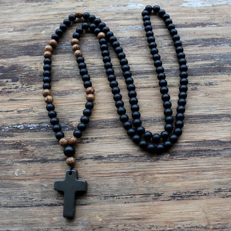 Black Wood Beads Necklace for Men