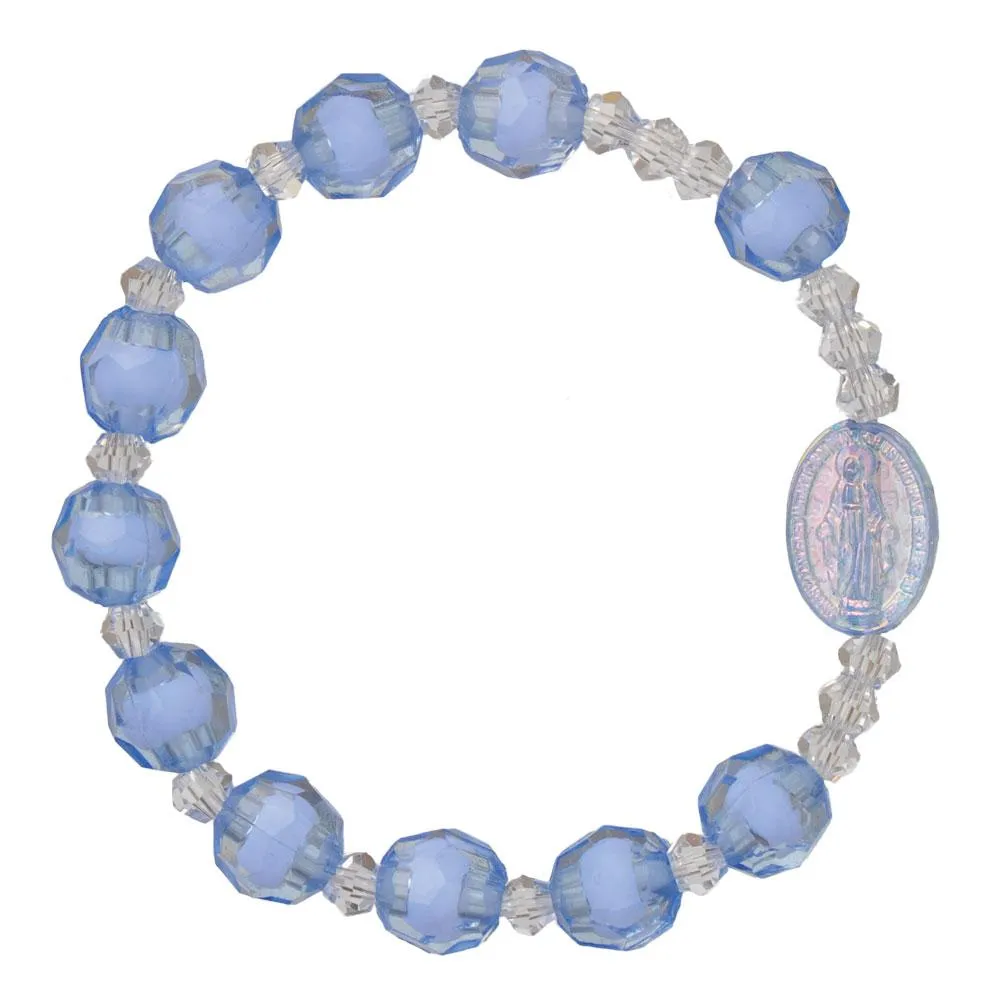 Blue Acrylic Children’s Rosary Bracelet (8mm)