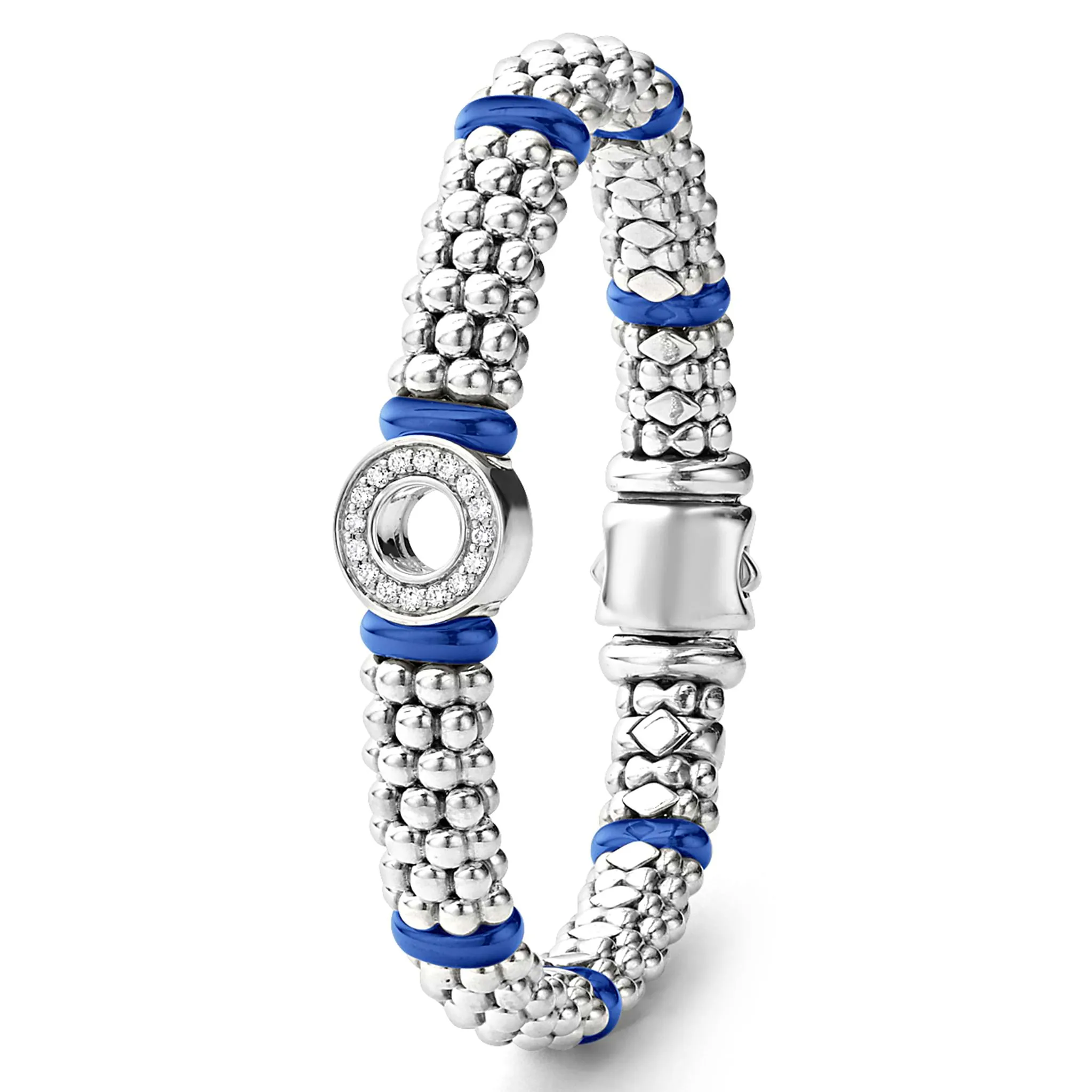 Blue Caviar Ultramarine Ceramic and Diamond Circle Bracelet | 9mm
