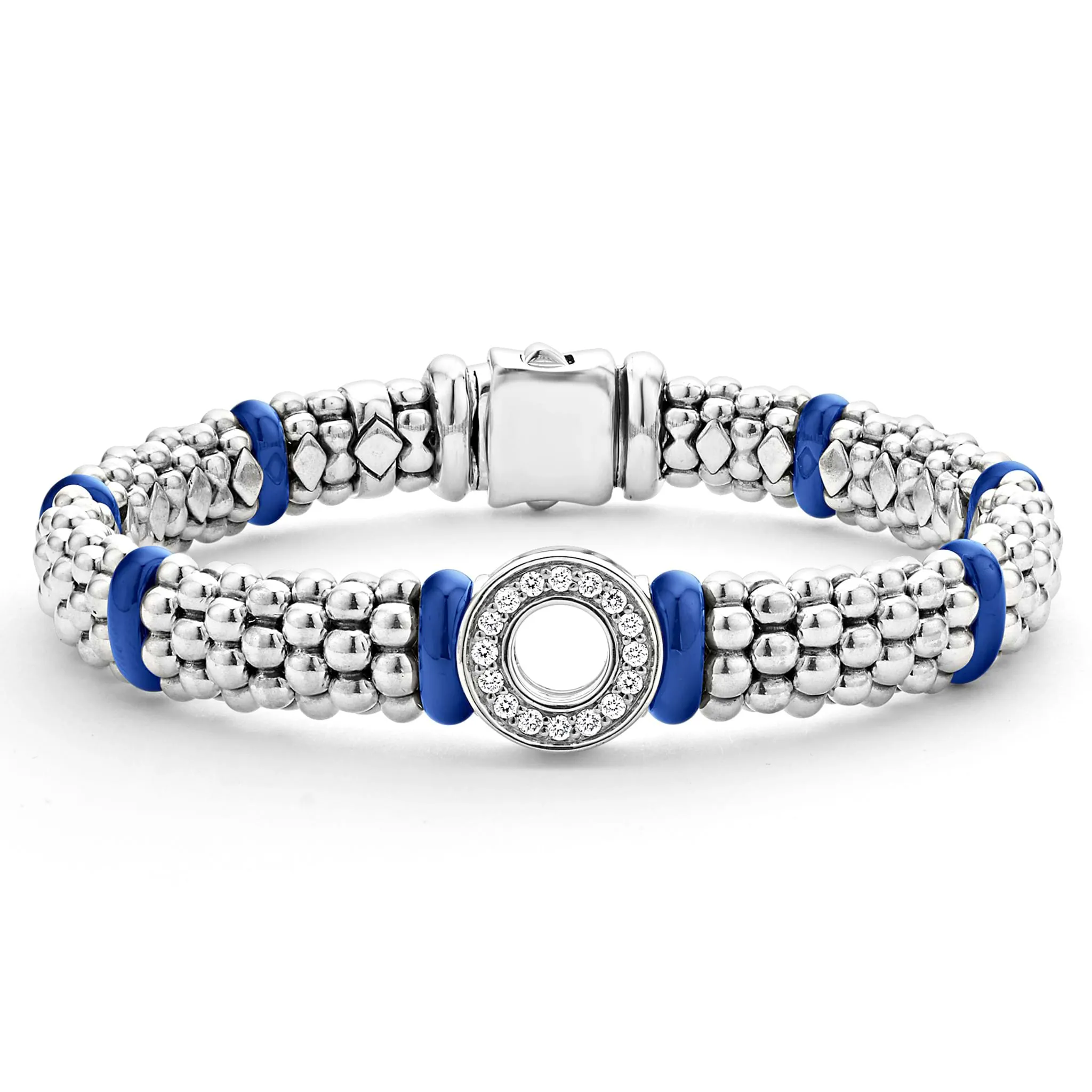 Blue Caviar Ultramarine Ceramic and Diamond Circle Bracelet | 9mm