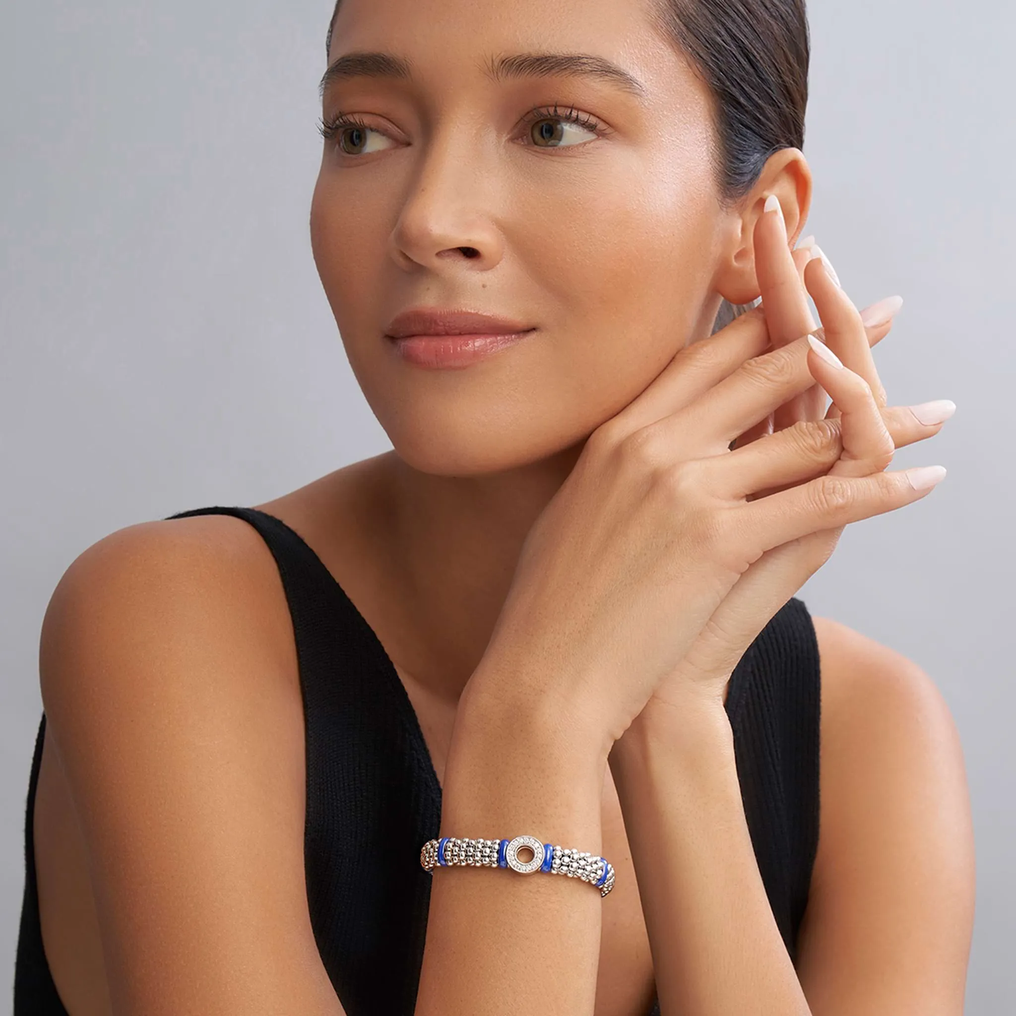 Blue Caviar Ultramarine Ceramic and Diamond Circle Bracelet | 9mm