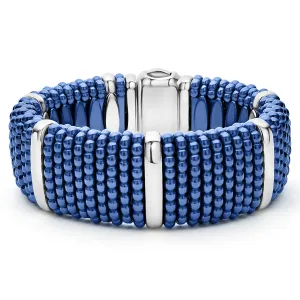 Blue Caviar Ultramarine Silver Station Statement Ceramic Caviar Bracelet | 23mm