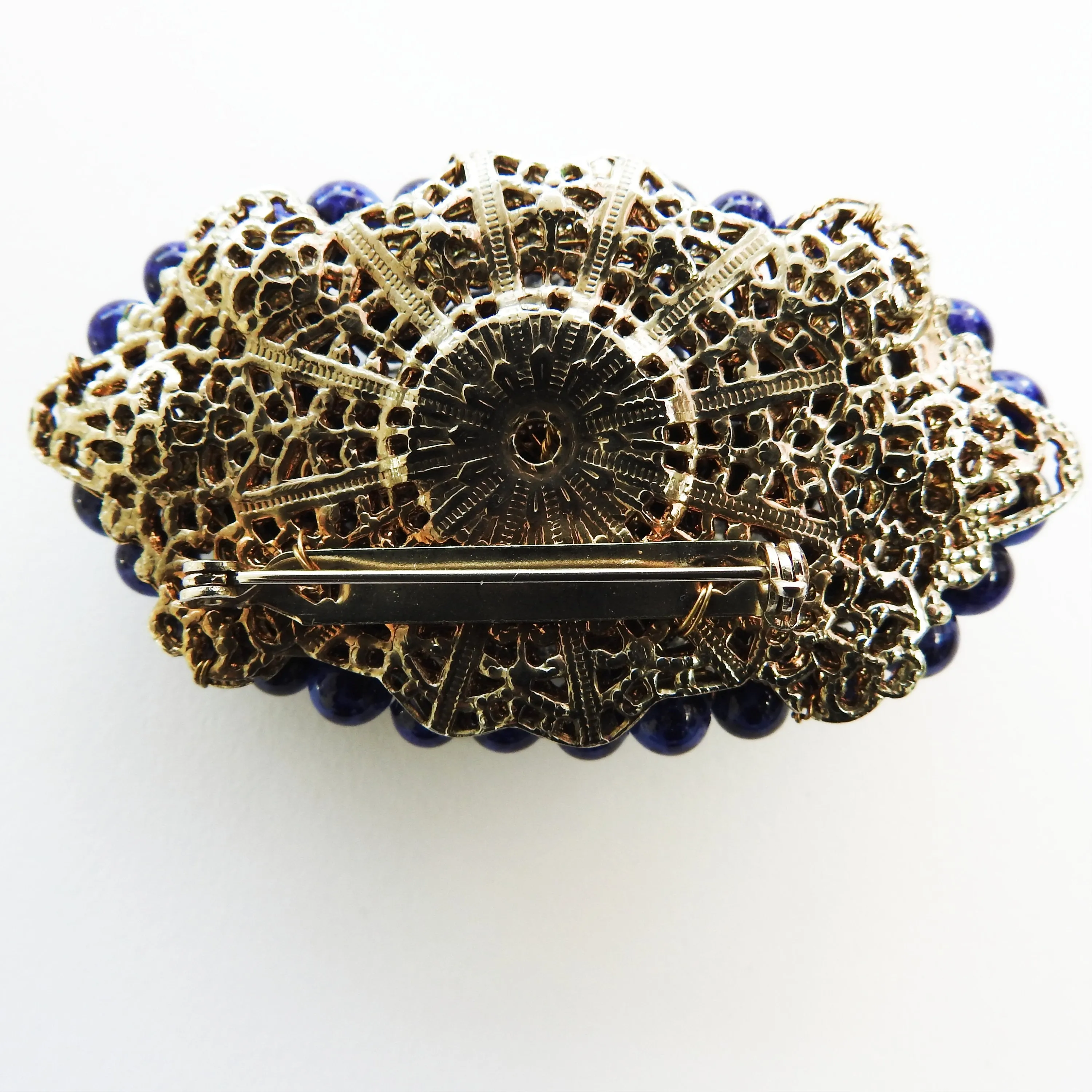 Blue vintage beaded brooch