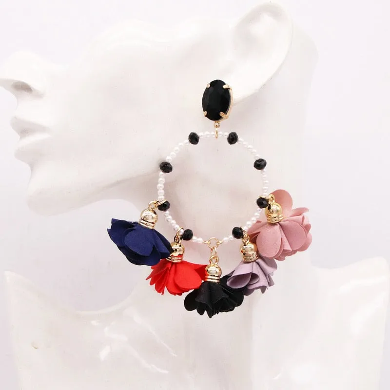 Bohemia Big Pendant Earrings Beautiful For Women Flower Tassel Earrings Wedding Earrings Statement Female Jewelry 2023 Bijoux