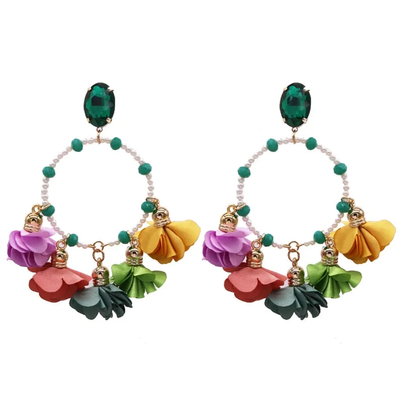 Bohemia Big Pendant Earrings Beautiful For Women Flower Tassel Earrings Wedding Earrings Statement Female Jewelry 2023 Bijoux
