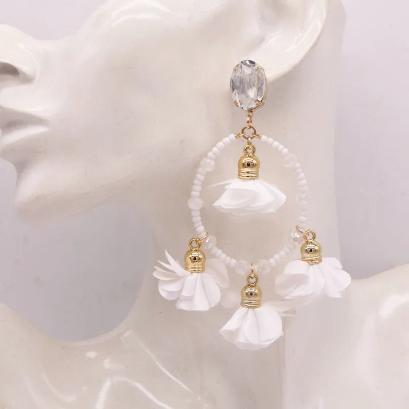 Bohemia Big Pendant Earrings Beautiful For Women Flower Tassel Earrings Wedding Earrings Statement Female Jewelry 2023 Bijoux