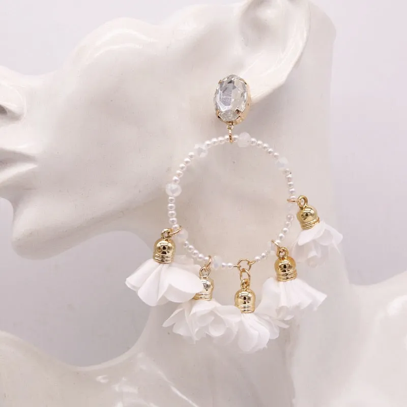 Bohemia Big Pendant Earrings Beautiful For Women Flower Tassel Earrings Wedding Earrings Statement Female Jewelry 2023 Bijoux