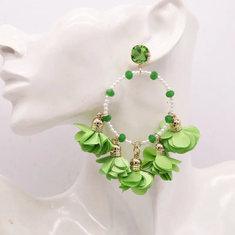 Bohemia Big Pendant Earrings Beautiful For Women Flower Tassel Earrings Wedding Earrings Statement Female Jewelry 2023 Bijoux