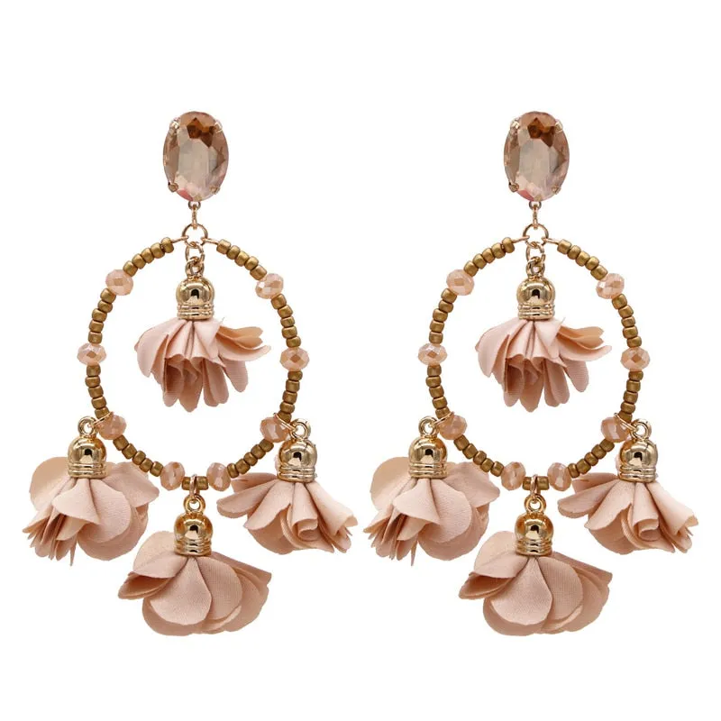 Bohemia Big Pendant Earrings Beautiful For Women Flower Tassel Earrings Wedding Earrings Statement Female Jewelry 2023 Bijoux