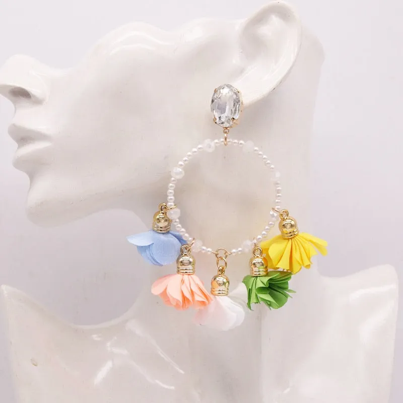 Bohemia Big Pendant Earrings Beautiful For Women Flower Tassel Earrings Wedding Earrings Statement Female Jewelry 2023 Bijoux