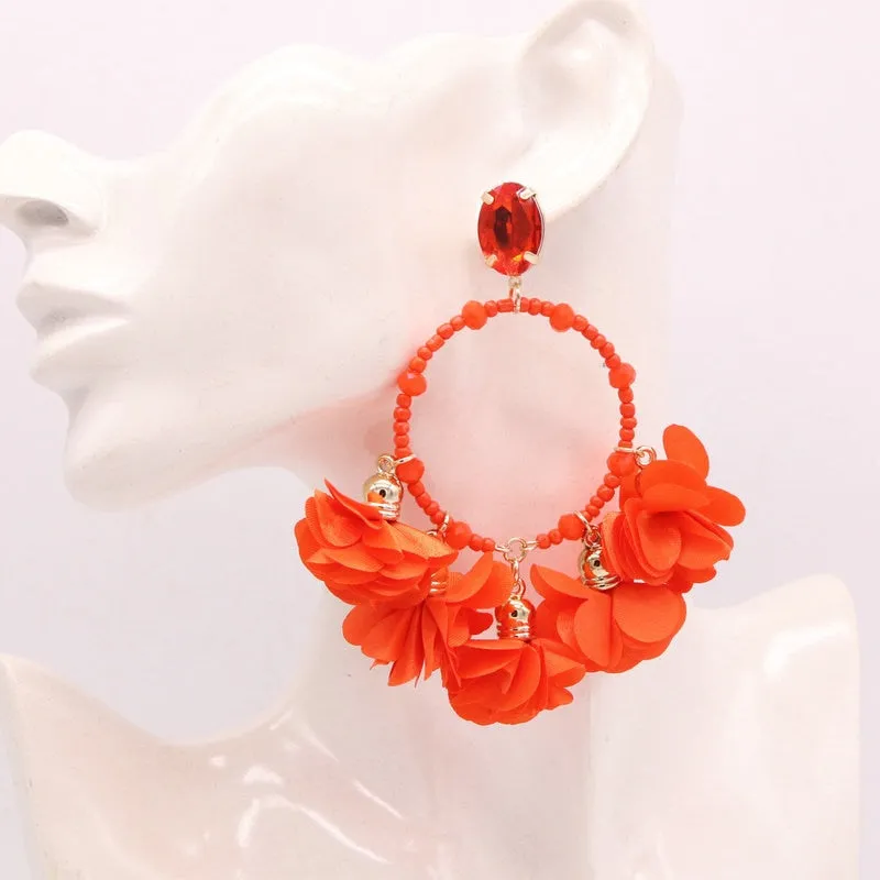 Bohemia Big Pendant Earrings Beautiful For Women Flower Tassel Earrings Wedding Earrings Statement Female Jewelry 2023 Bijoux