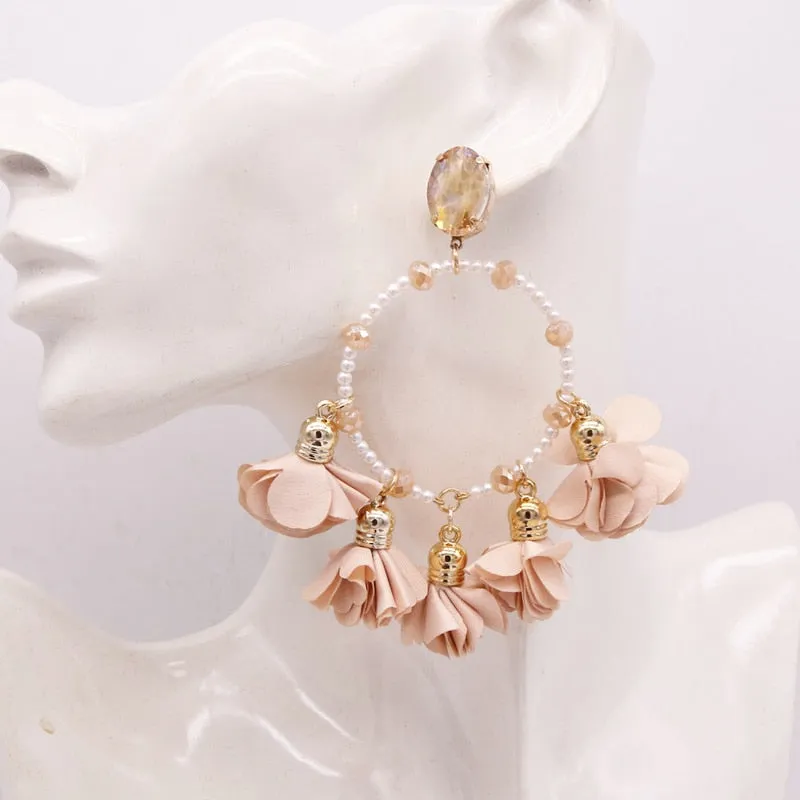 Bohemia Big Pendant Earrings Beautiful For Women Flower Tassel Earrings Wedding Earrings Statement Female Jewelry 2023 Bijoux