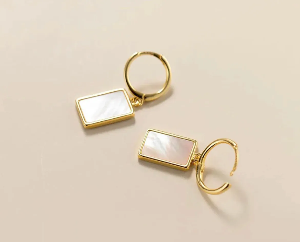 Boho & Mala Huggies Shell 18k Gold Hoop Earrings