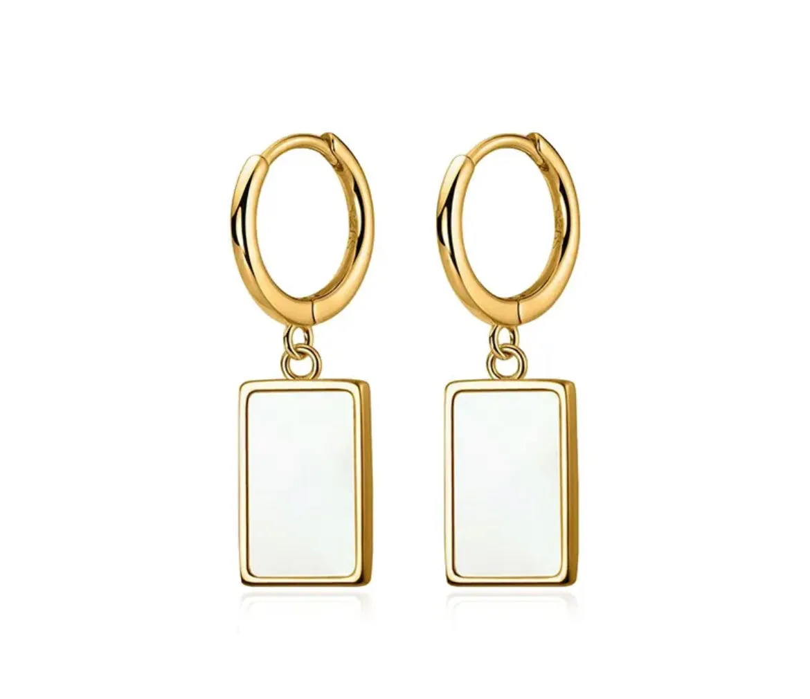 Boho & Mala Huggies Shell 18k Gold Hoop Earrings