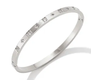 Boho & Mala Stainless Steel Silver Bangle Bracelet