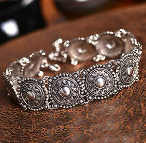 Boho Collar Choker Silver Necklace statement jewelry for womenFashion Vintage Ethnic style Bohemia Turquoise Beads neck